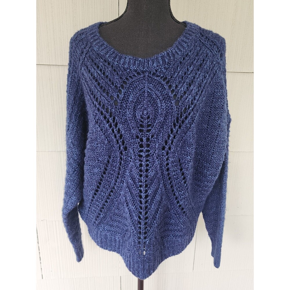 Devoted Dark Blue Women's Size Large L Knit Acrylic Chunky Oversized Sweater
